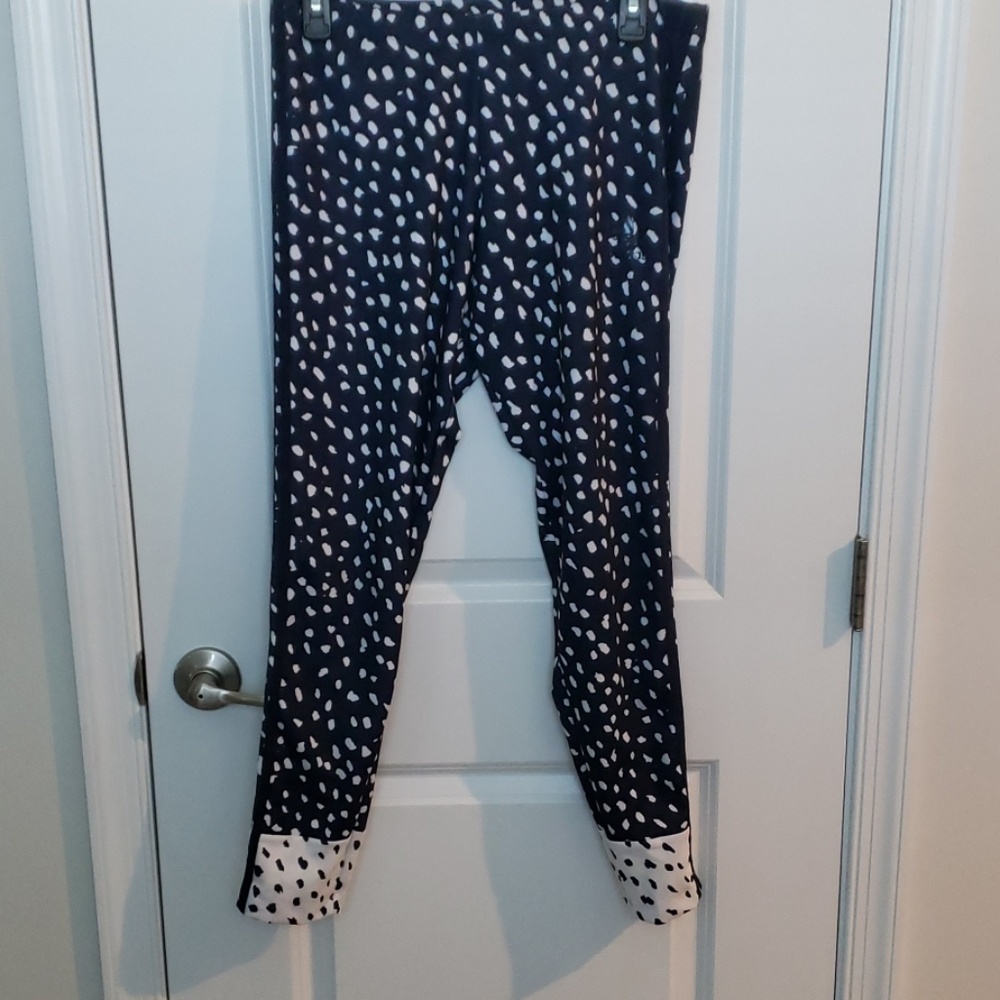 Addidas Women's L navy & white spotted leggings
